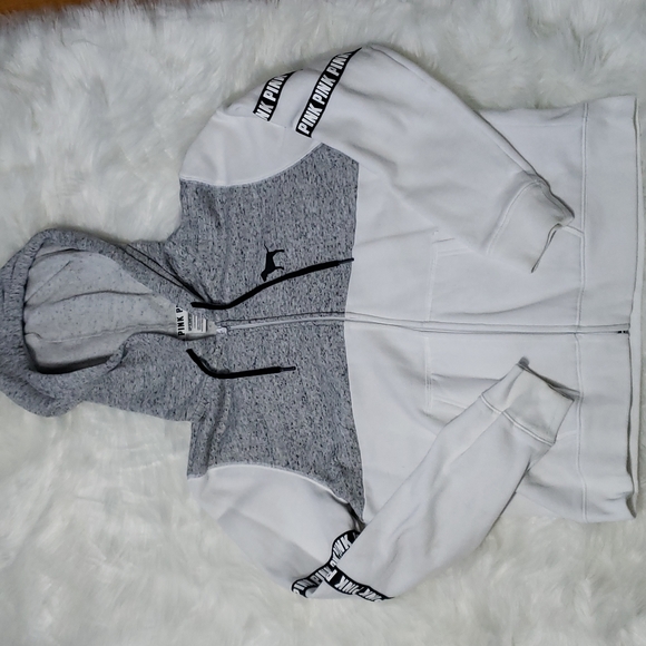 PINK Victoria's Secret Tops - PINK by Victoria Secret Zippered Front Hooded Sweatshirt